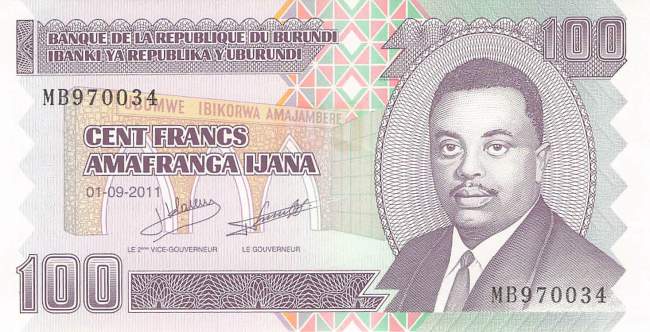 Burundi p44b 100 Francs 2011